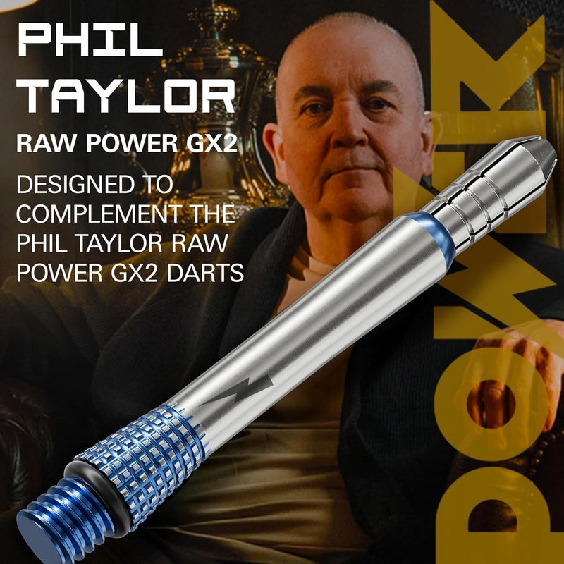 Target Darts Phil Taylor Gx2 Raw Power Titanium Dart Shaft, Short/Intermediate/Medium | Player Edition Aluminium Shafts, 2BA Thread, Professional Dart Accessories - Image 2
